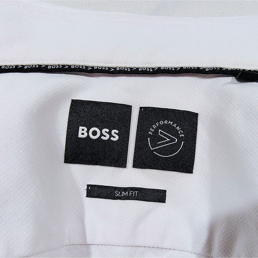 Hugo Boss Slim Fit Stretch Dress Shirt Mens 14.5 White Long Sleeve Spread Small - Picture 4 of 12